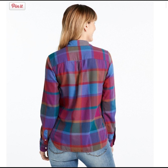 LL Bean cotton button down plaid shirt EUC - Picture 2 of 7